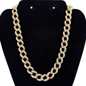 NWOT J. Crew Havana Jones Iced Crystal Gold-Tone Chunky Curb Chain Link Necklace